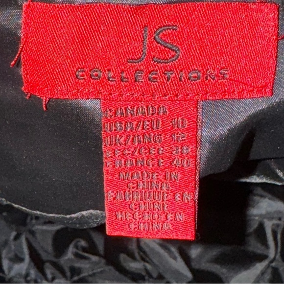 JS Collections Holiday Black Strapless Rosettes Dress Sz 10 - Picture 6 of 7